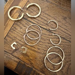 Various Gold Fashion Hoops - Like New